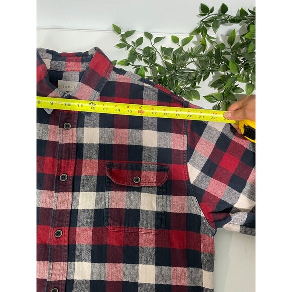 Mens Jachs Red & Navy Plaid Long Sleeve Cotton Button-Up Shirt Size L - Picture 9 of 11